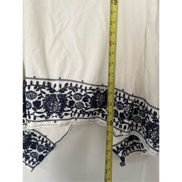 Lucky Brand Open Front Cardigan 100% Cotton Blue White Floral Waterfall  Small - Picture 5 of 6